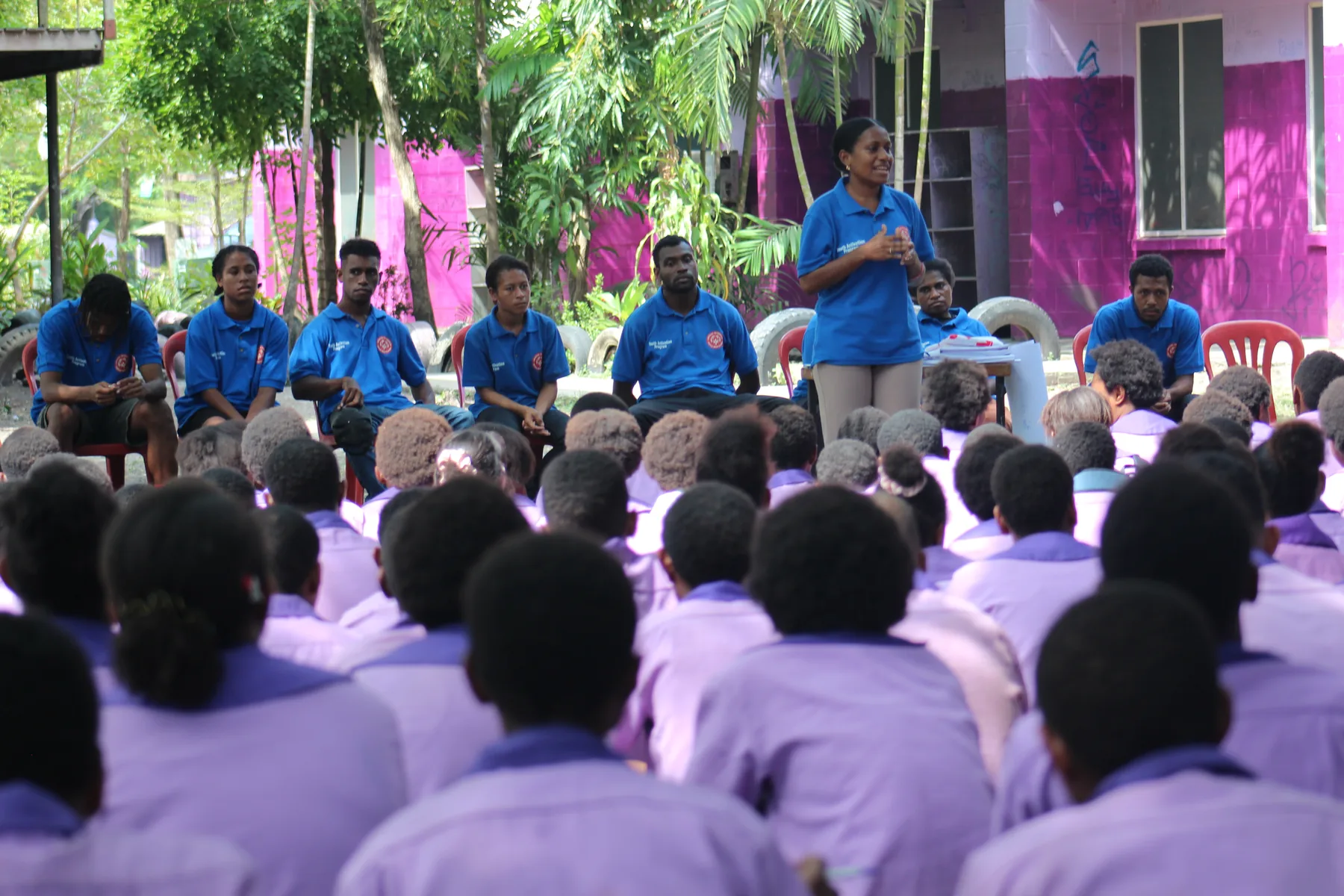 Young people take part in a school visit